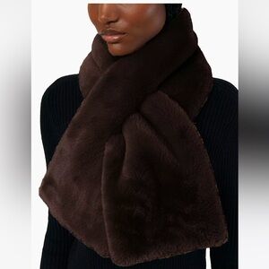 $92 MRSP | Apparis - Bambi Faux Fur Scarf | Chocolate Brown | NWT | OS